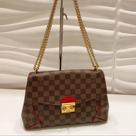 LOUIS VUITTON Damier Ebene Caissa Clutch Cherry 167509